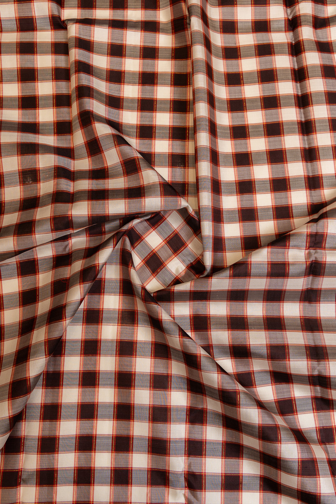 Black and white Checks pure Kanchipuram silk saree