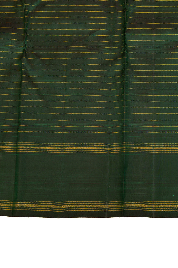 Orange and white multi checks pure Kanchipuram silk saree