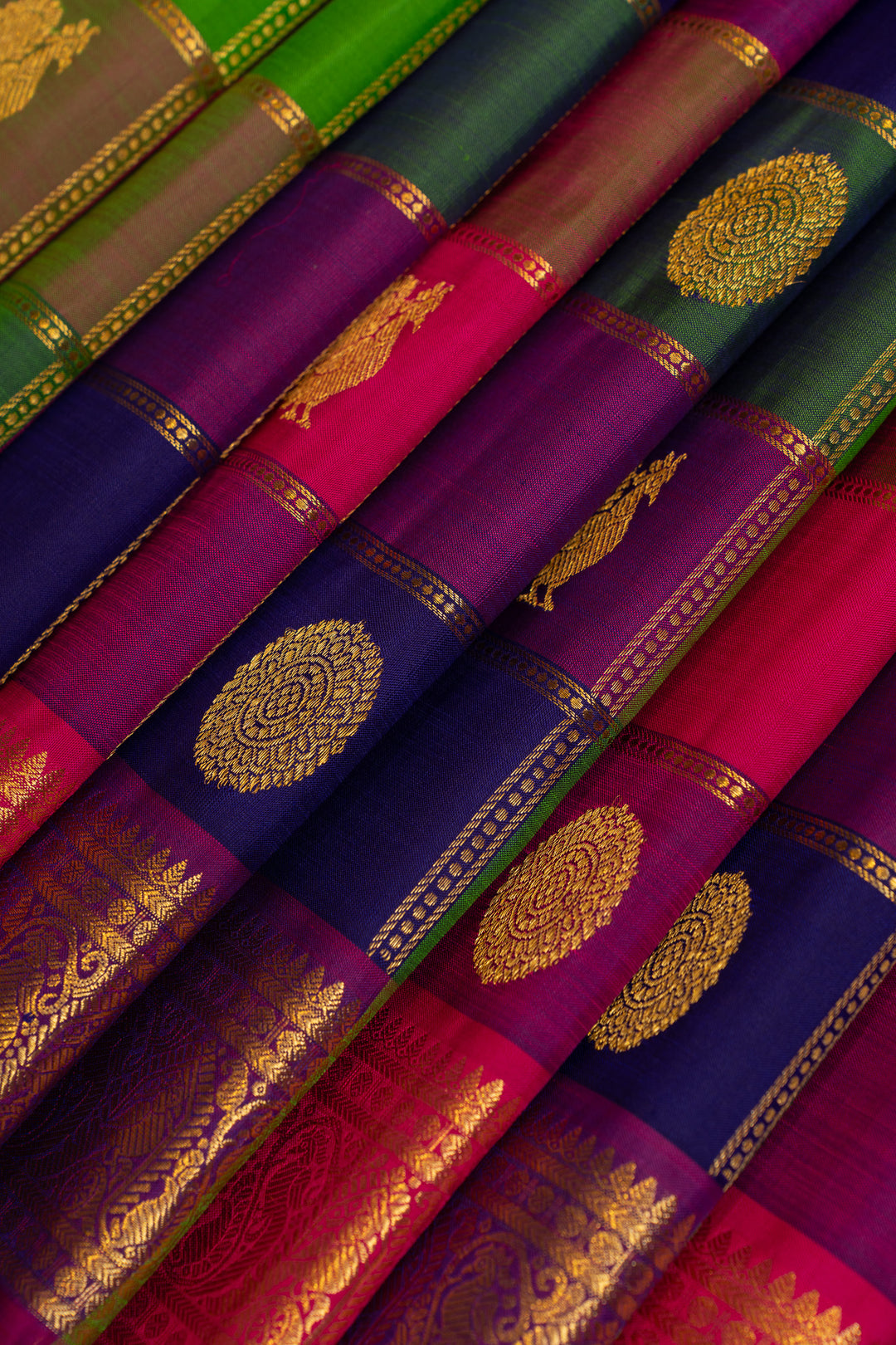 Multichecks palum Pazhamum pure Kanchipuram silk saree