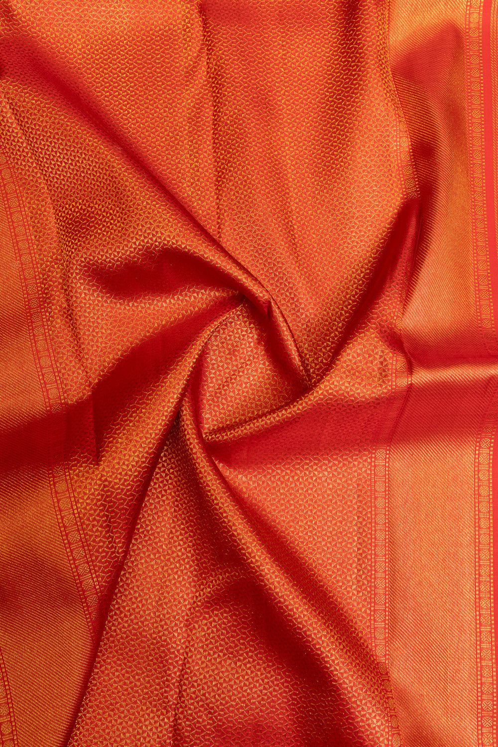 Rust red self brocade pure Kanchipuram silk saree