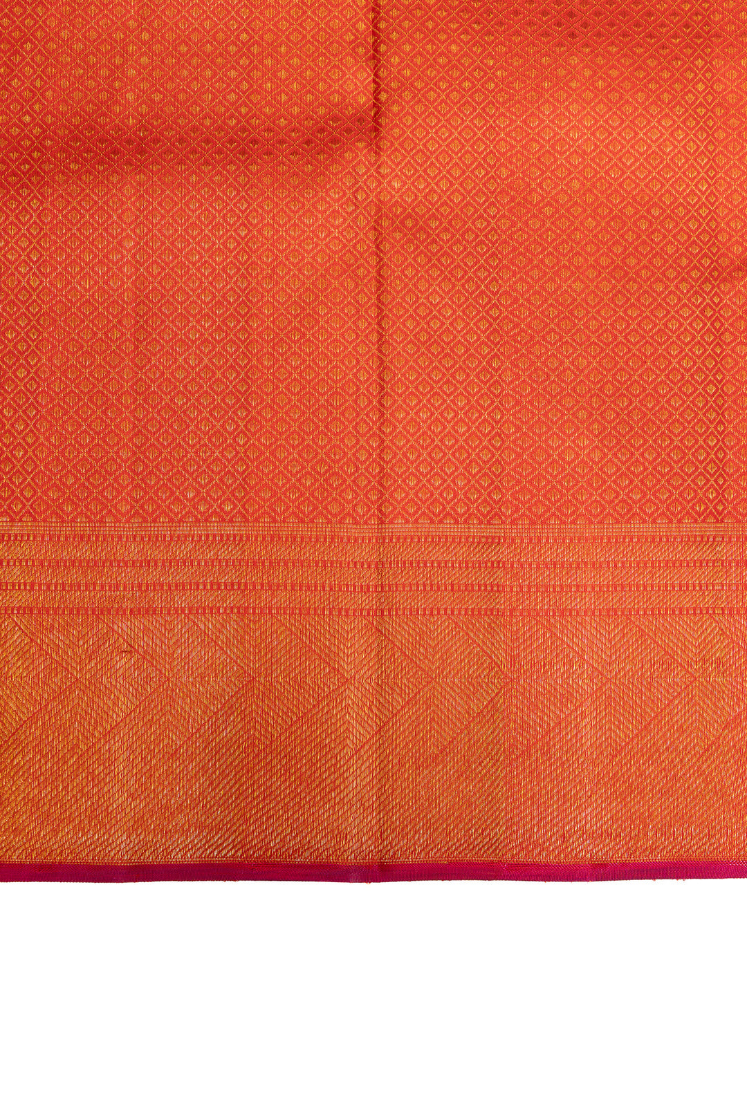 Rust red self brocade pure Kanchipuram silk saree