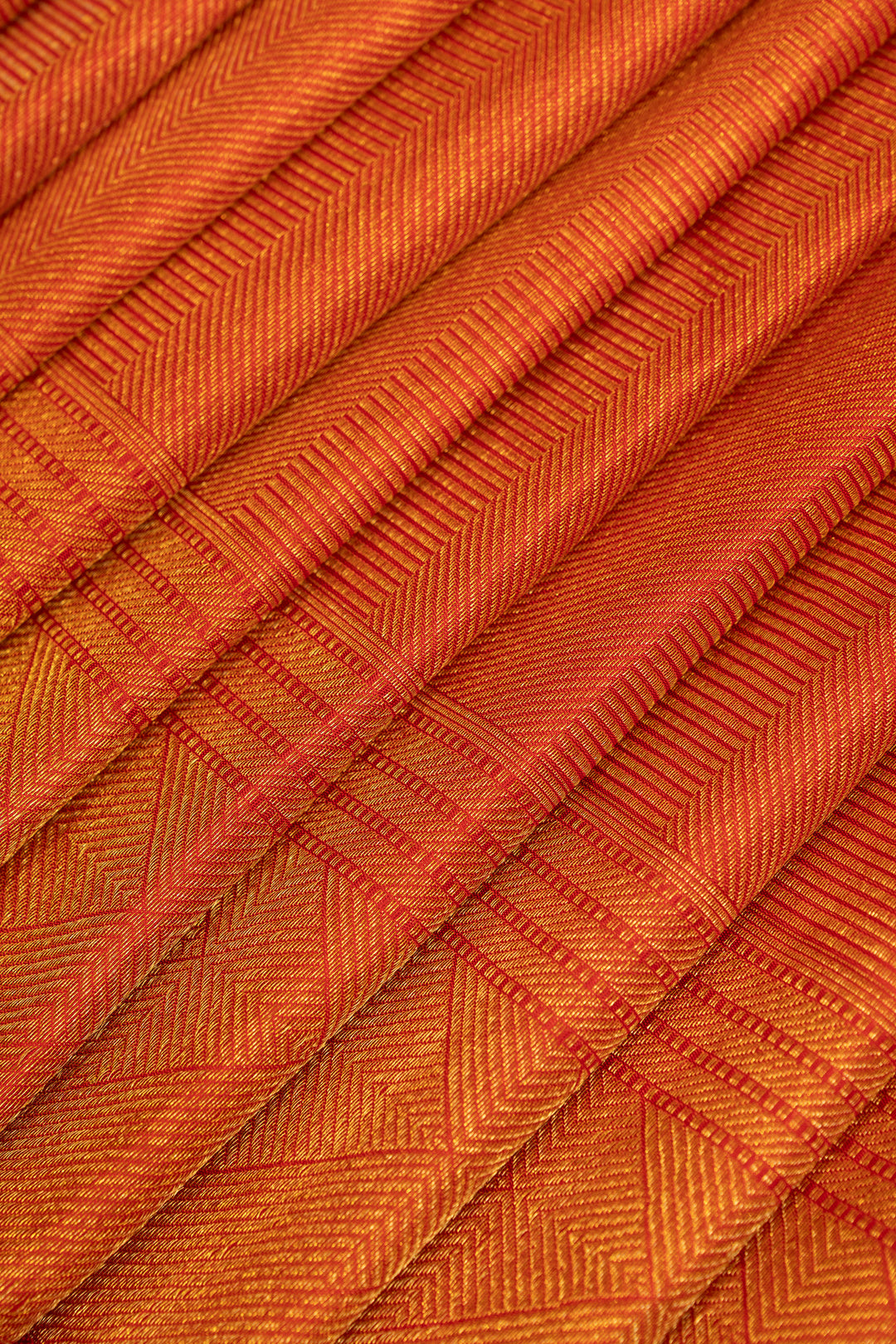 Rust red self brocade pure Kanchipuram silk saree