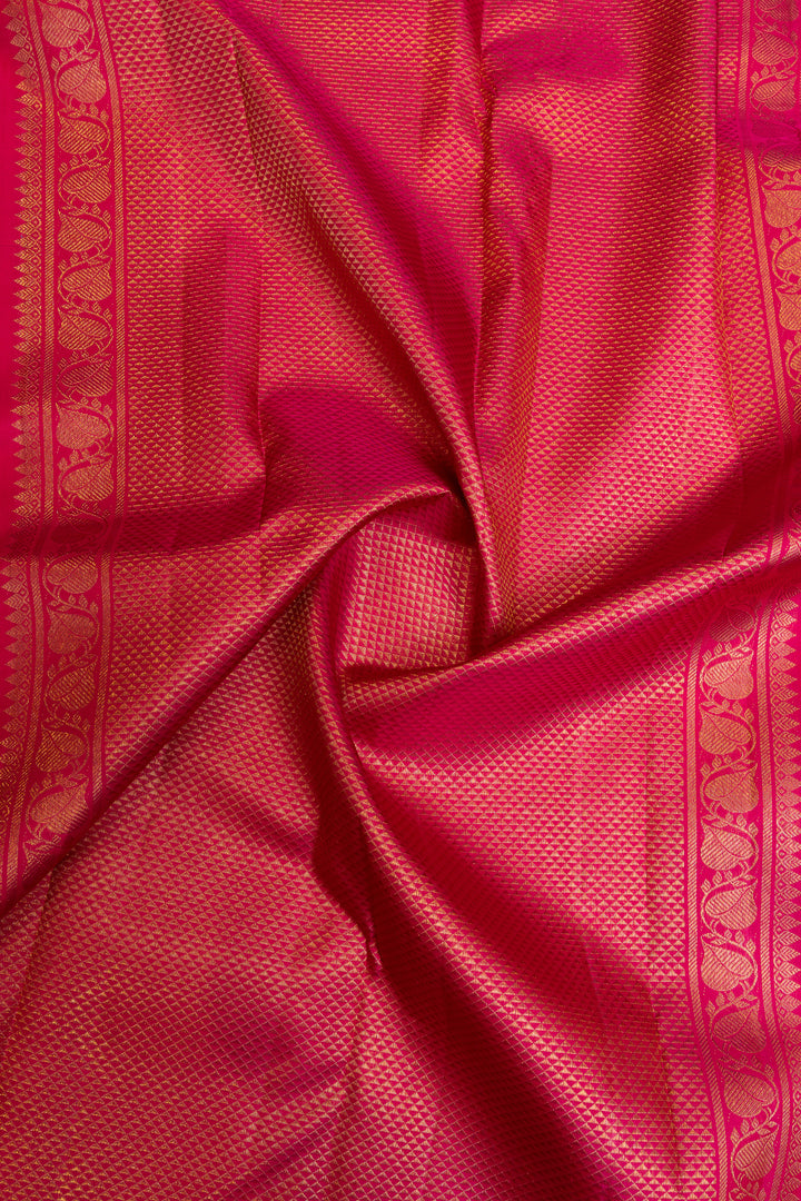 Emerald green traditional small border pure Kanchipuram silk saree