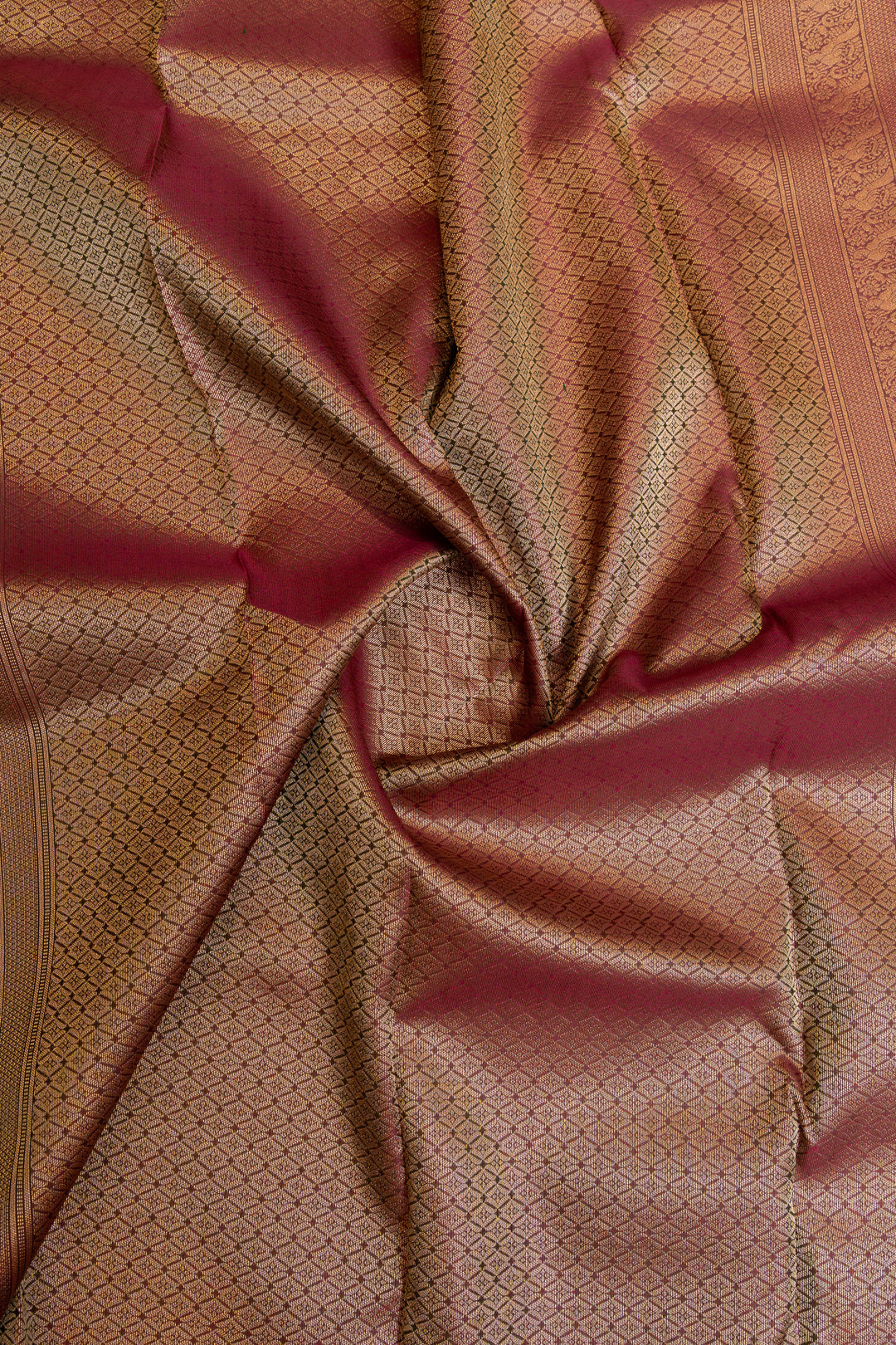 Bottle green Zari checks pure Kanchipuram silk saree