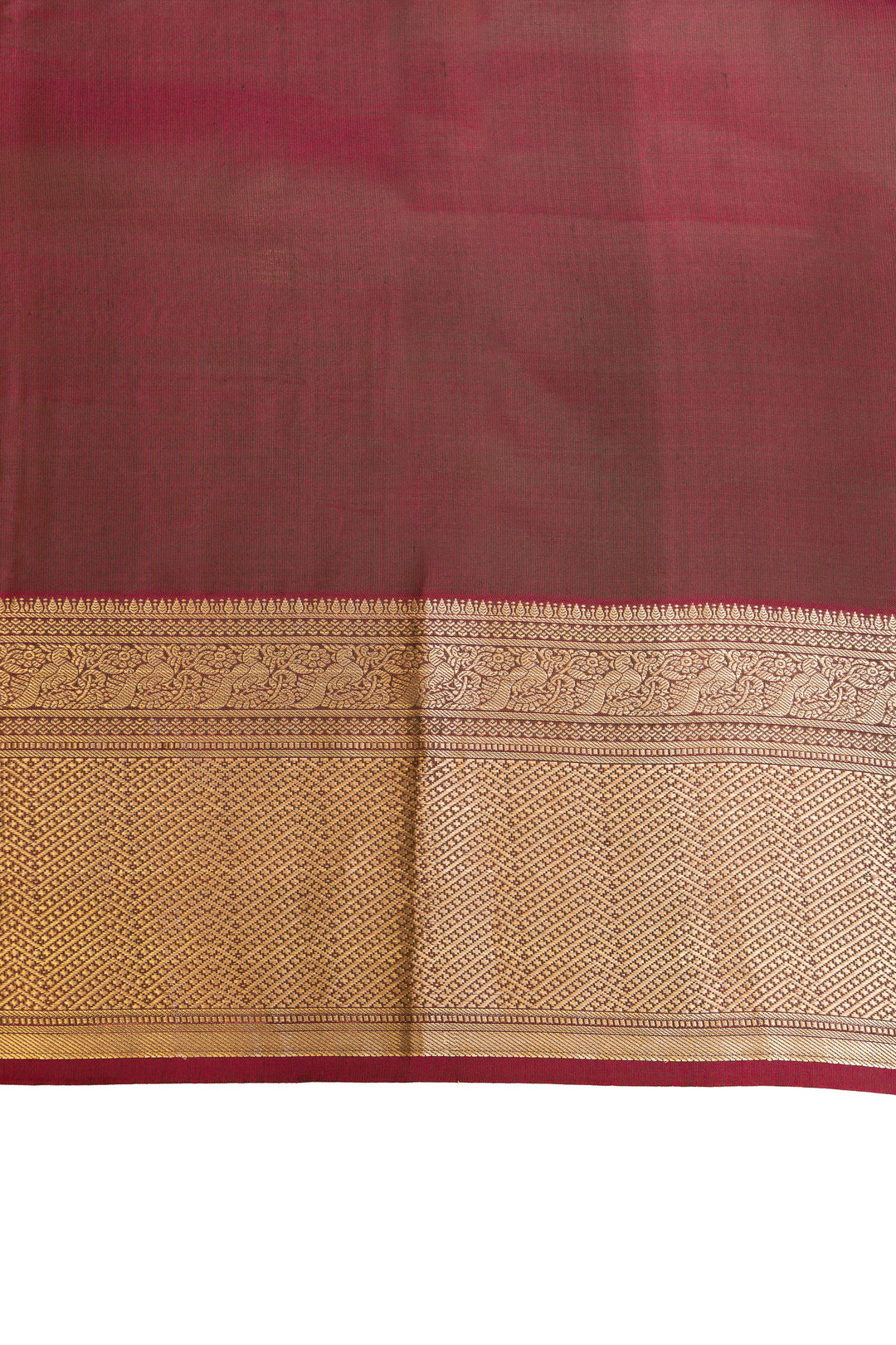 Bottle green Zari checks pure Kanchipuram silk saree