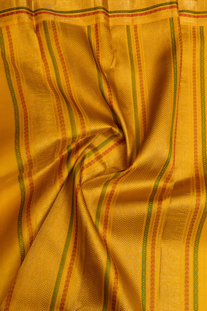 Maroonish pink and yellow varisaipettu pure Kanchipuram silk saree
