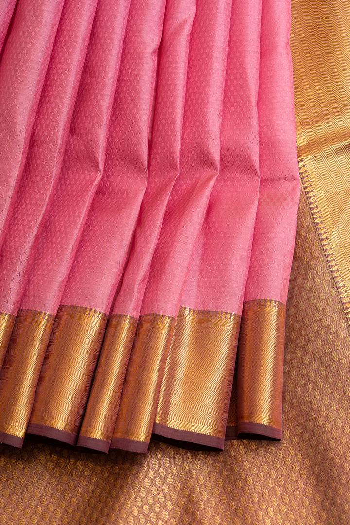 Pink jacquard pure Kanchipuram silk saree