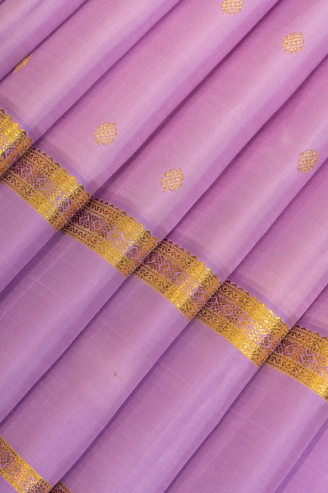 Lilac rettai pettu pure Kanchipuram silk saree