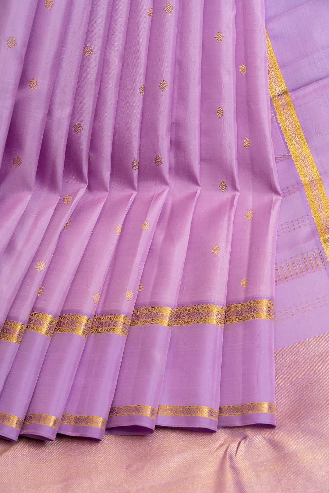 Lilac rettai pettu pure Kanchipuram silk saree
