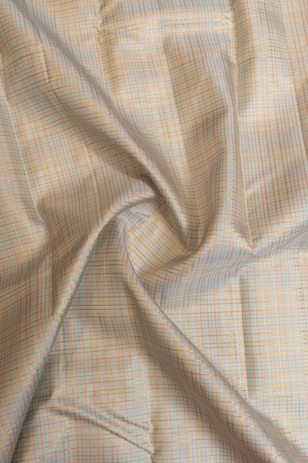 Silver Zari checks and rust pure Kanchipuram silk saree