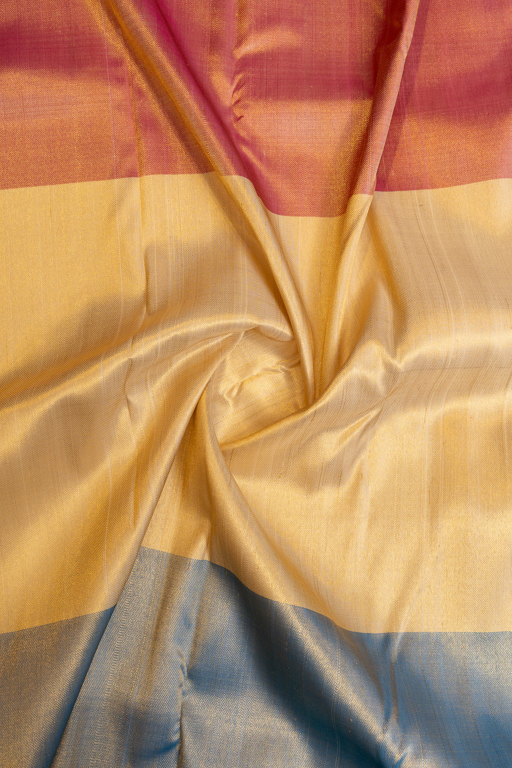 Cream and blue Mupagam pure Kanchipuram silk saree