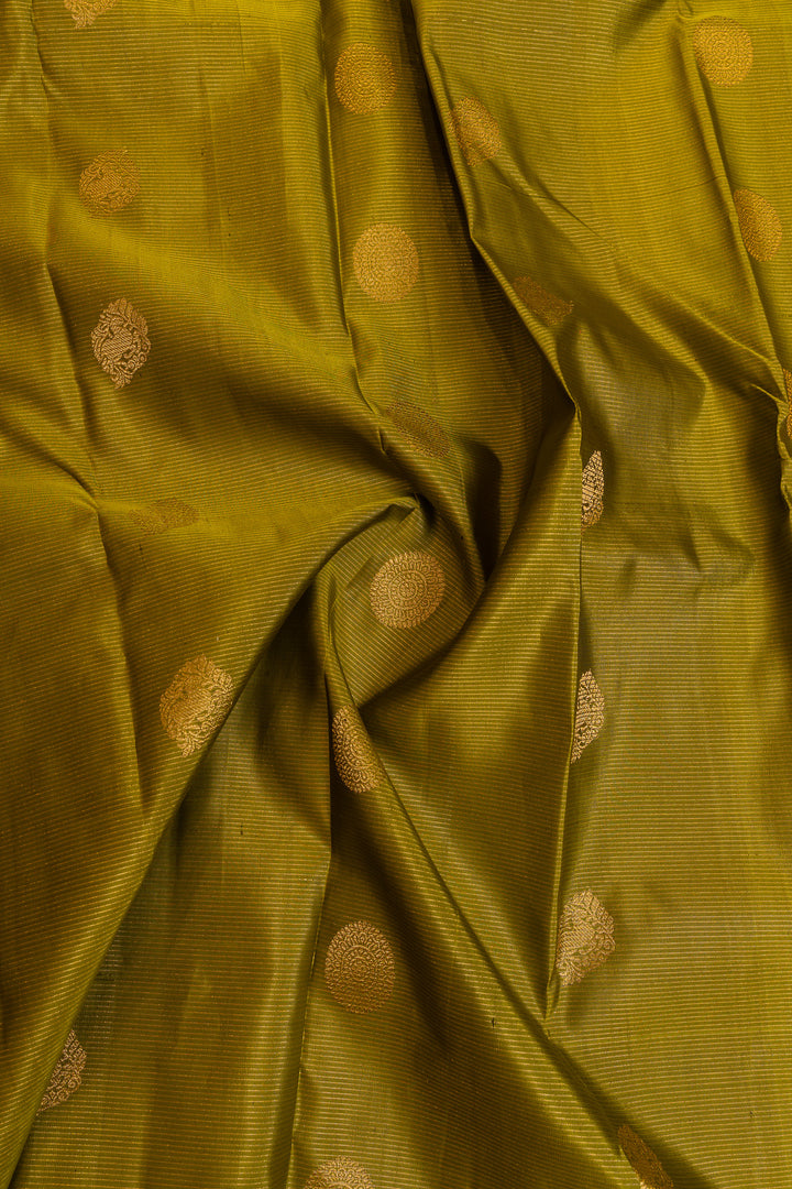 Mehendi green and purple Vairaoosi pure Kanchipuram silk saree