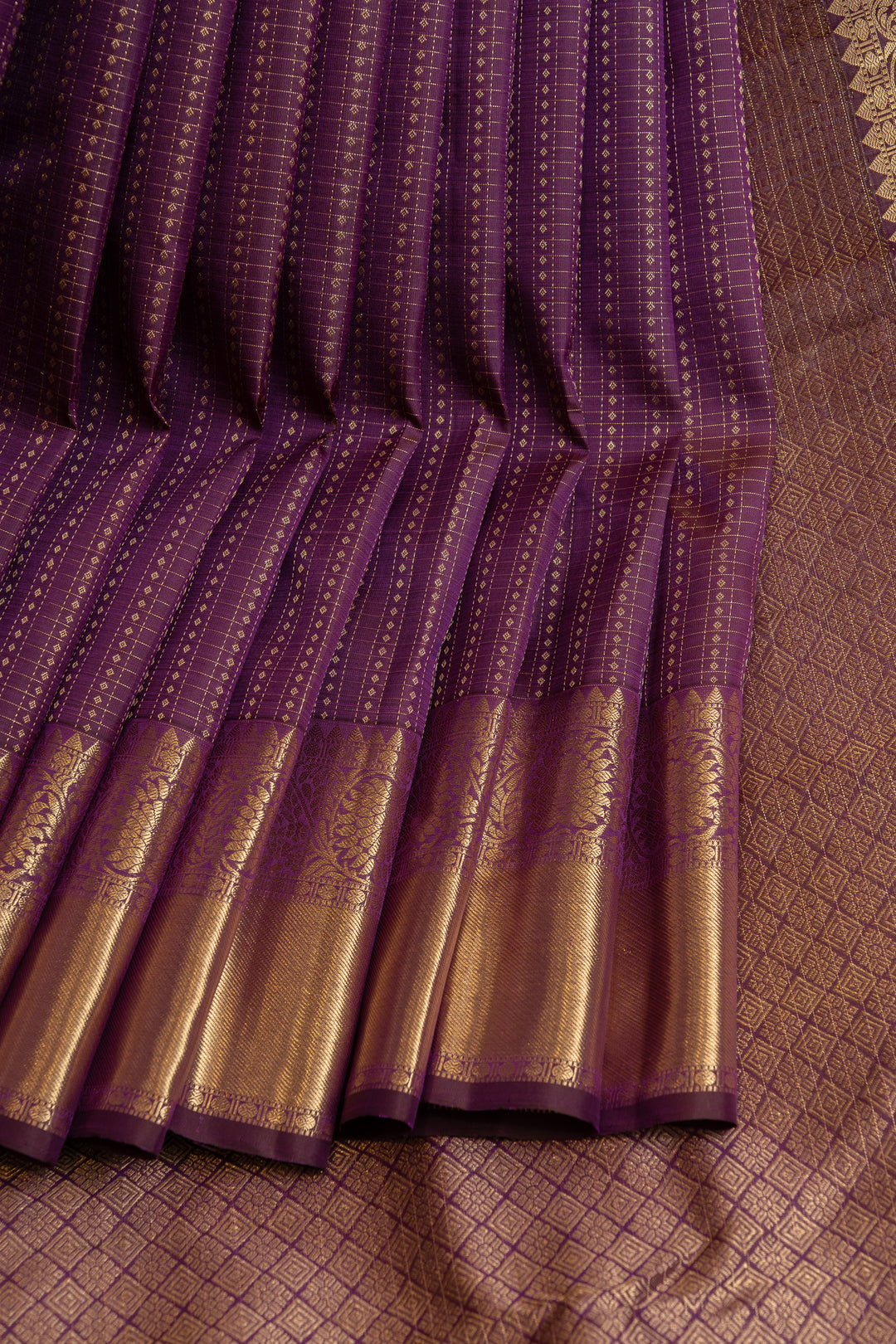 Aubergine purple pure Kanchipuram silk saree