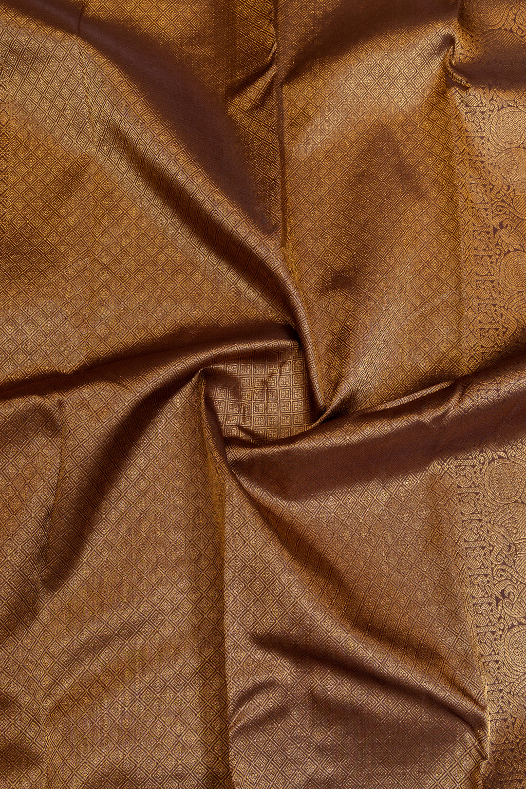 Rust orange and brown pure Kanchipuram silk saree