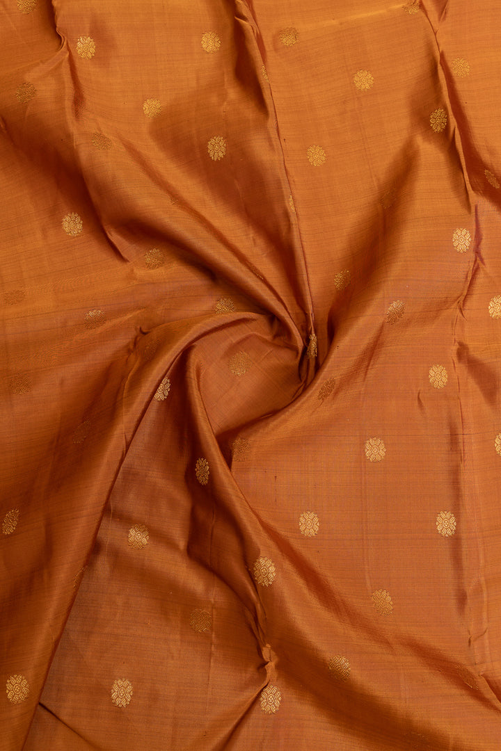 Rust orange and brown pure Kanchipuram silk saree