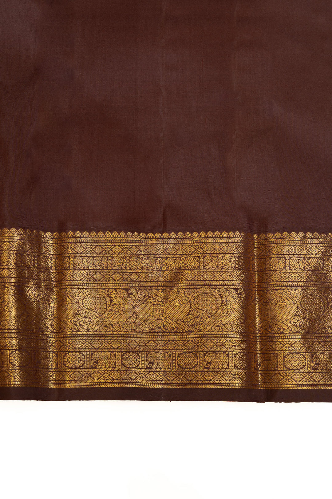 Rust orange and brown pure Kanchipuram silk saree