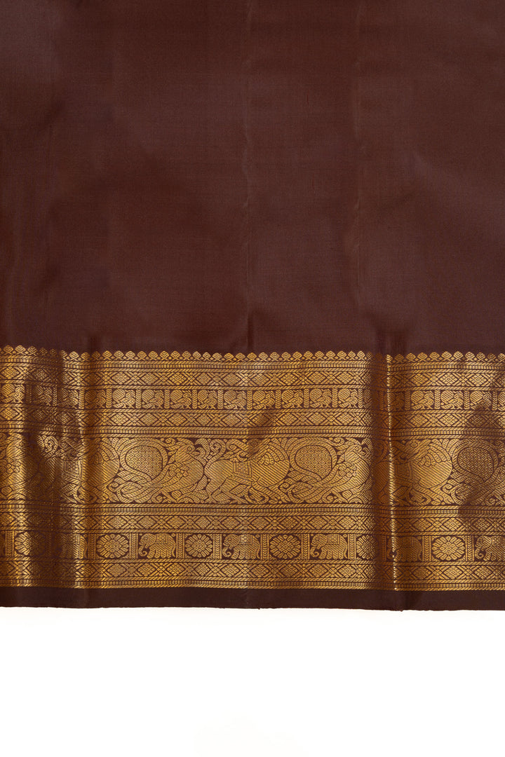 Rust orange and brown pure Kanchipuram silk saree