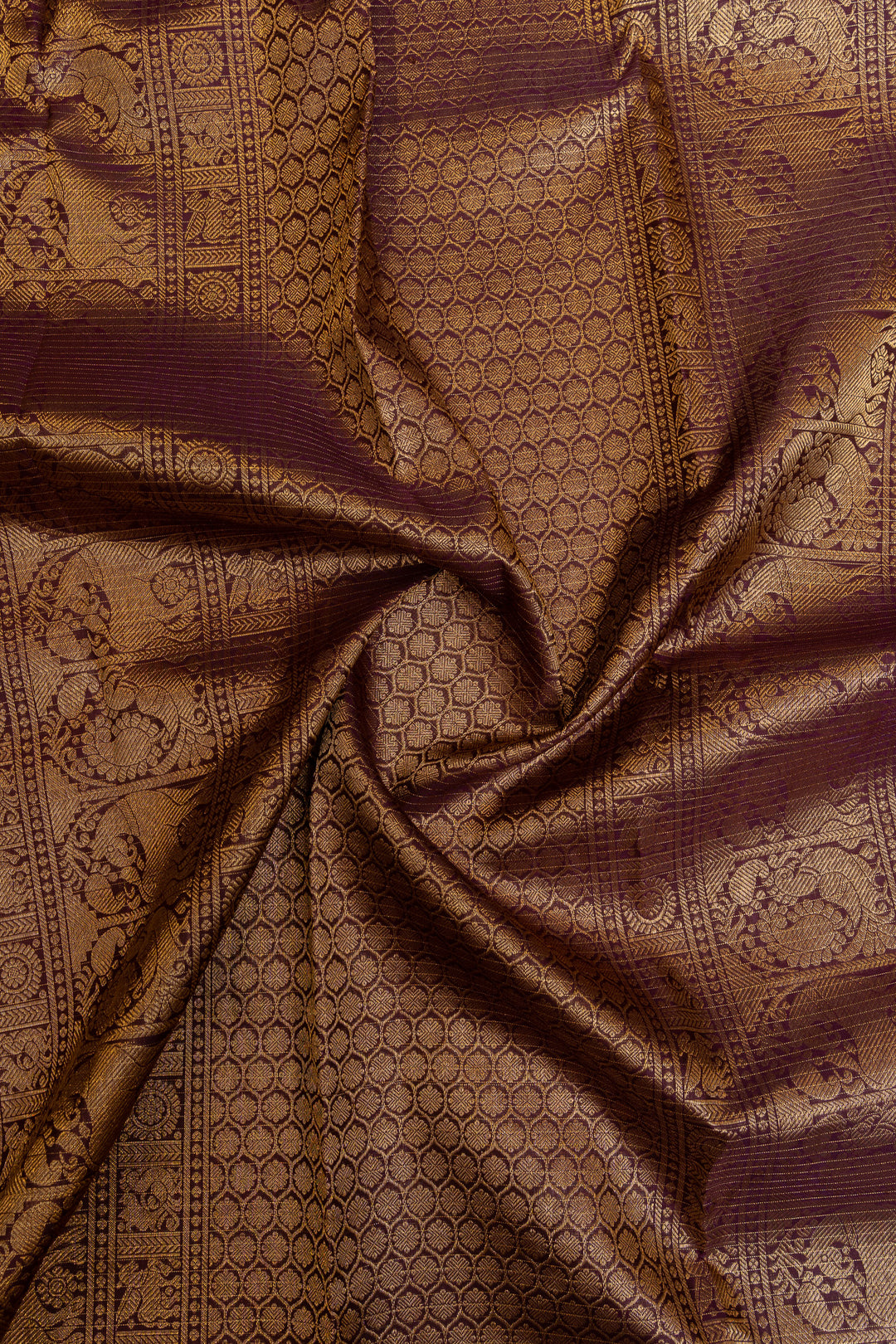 Mauve Zari checks pure Kanchipuram silk saree