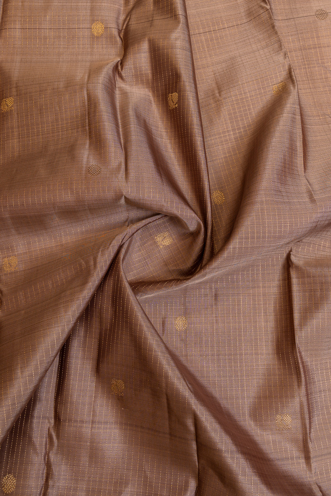 Mauve Zari checks pure Kanchipuram silk saree