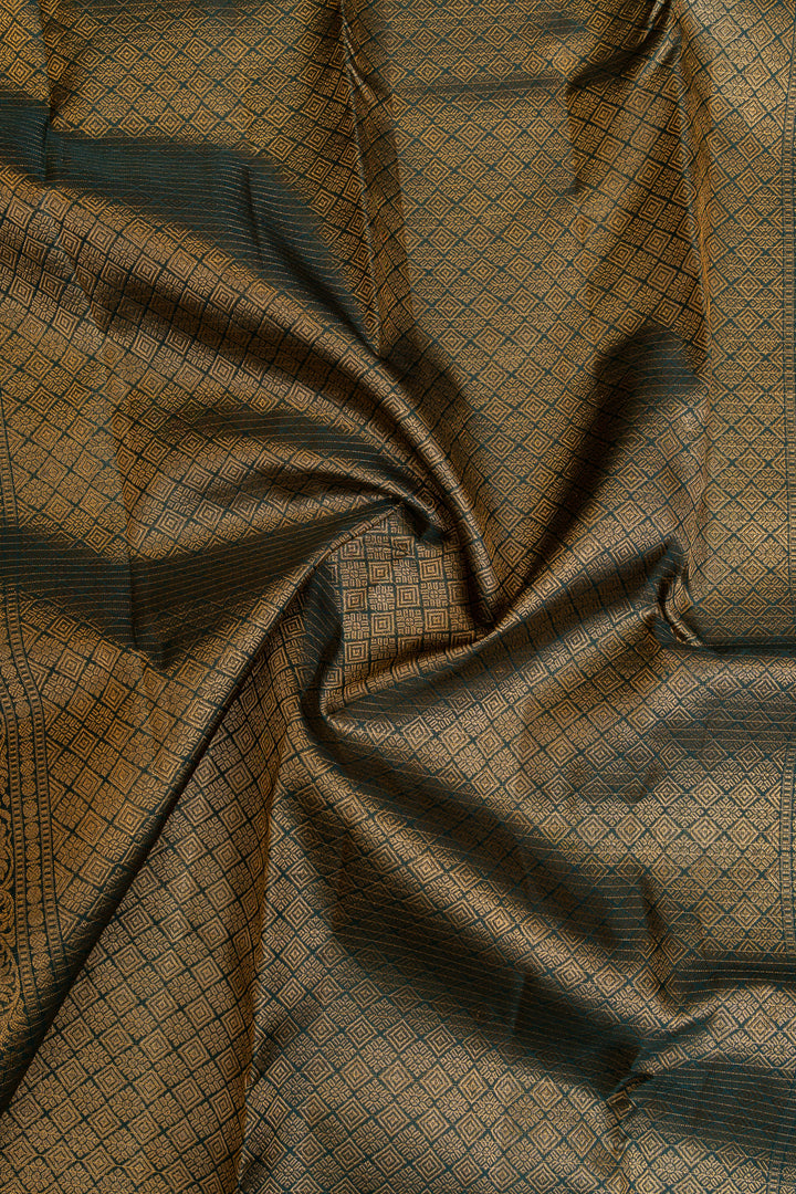 Bottle green pure Kanchipuram silk saree