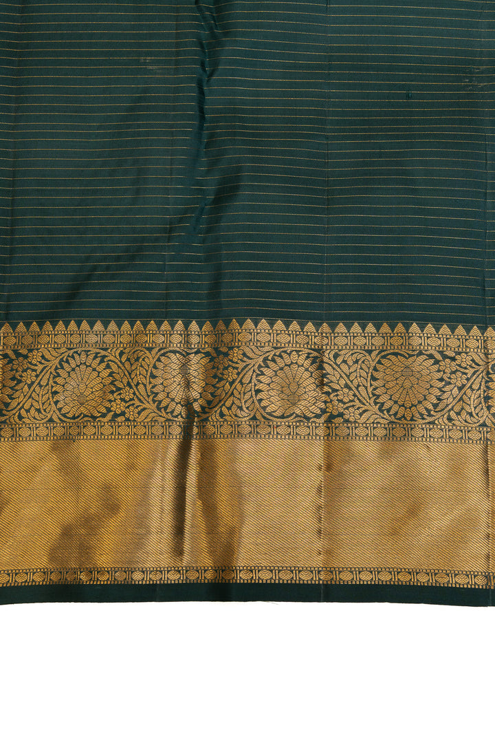 Bottle green pure Kanchipuram silk saree