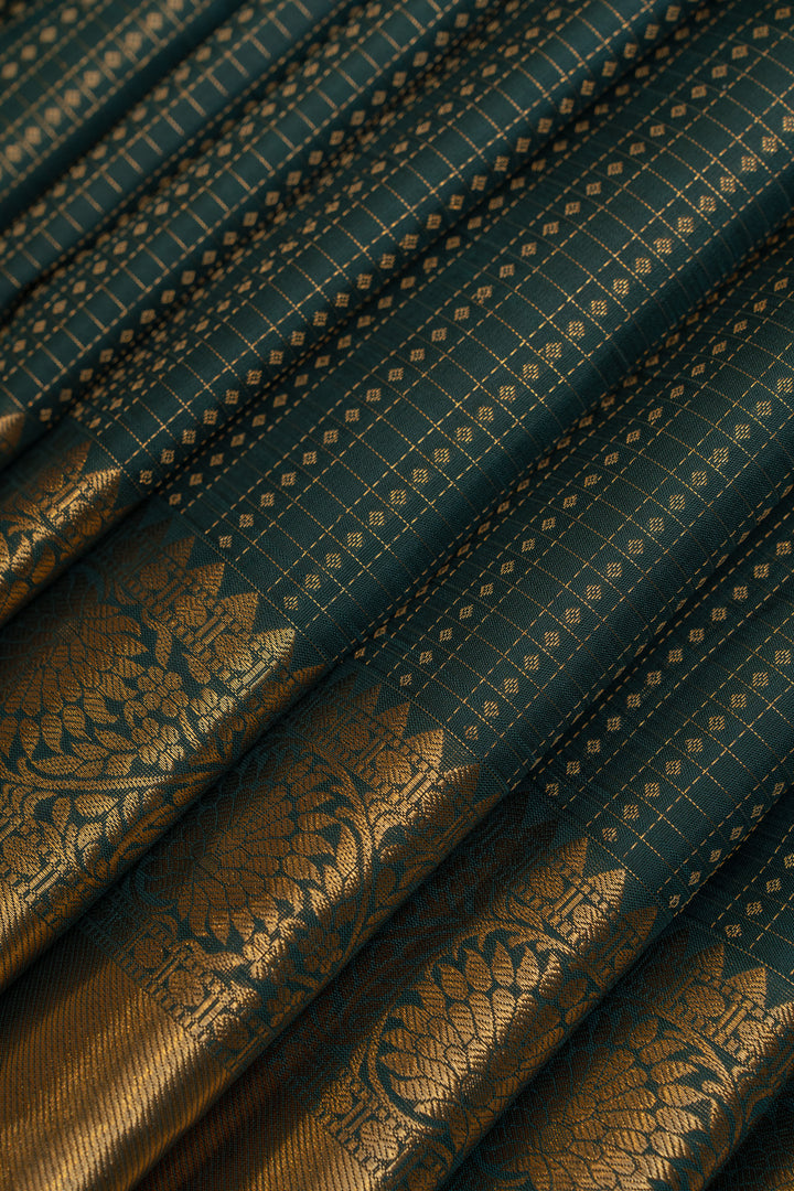 Bottle green pure Kanchipuram silk saree