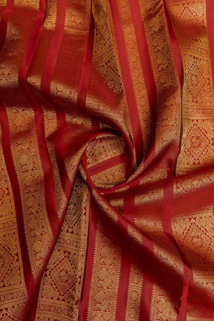 Vintage blue and red pure Kanchipuram silk saree
