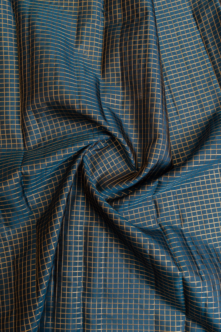 Vintage blue and red pure Kanchipuram silk saree