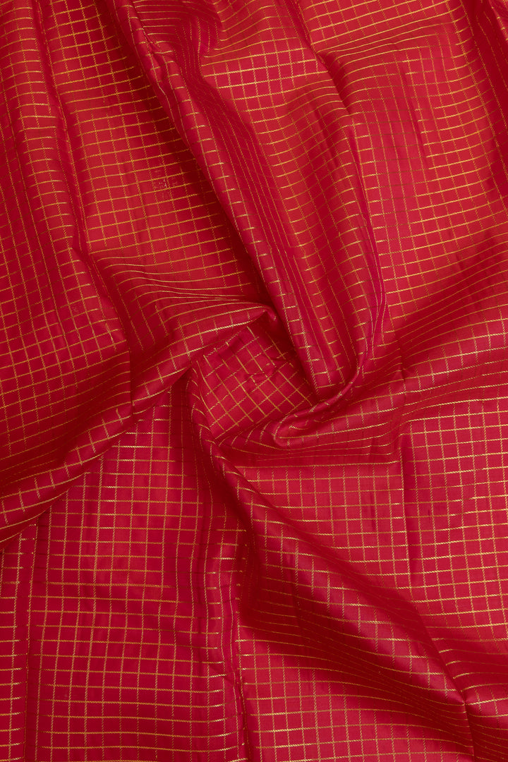 Rani pink Zari checks pure Kanchipuram silk saree