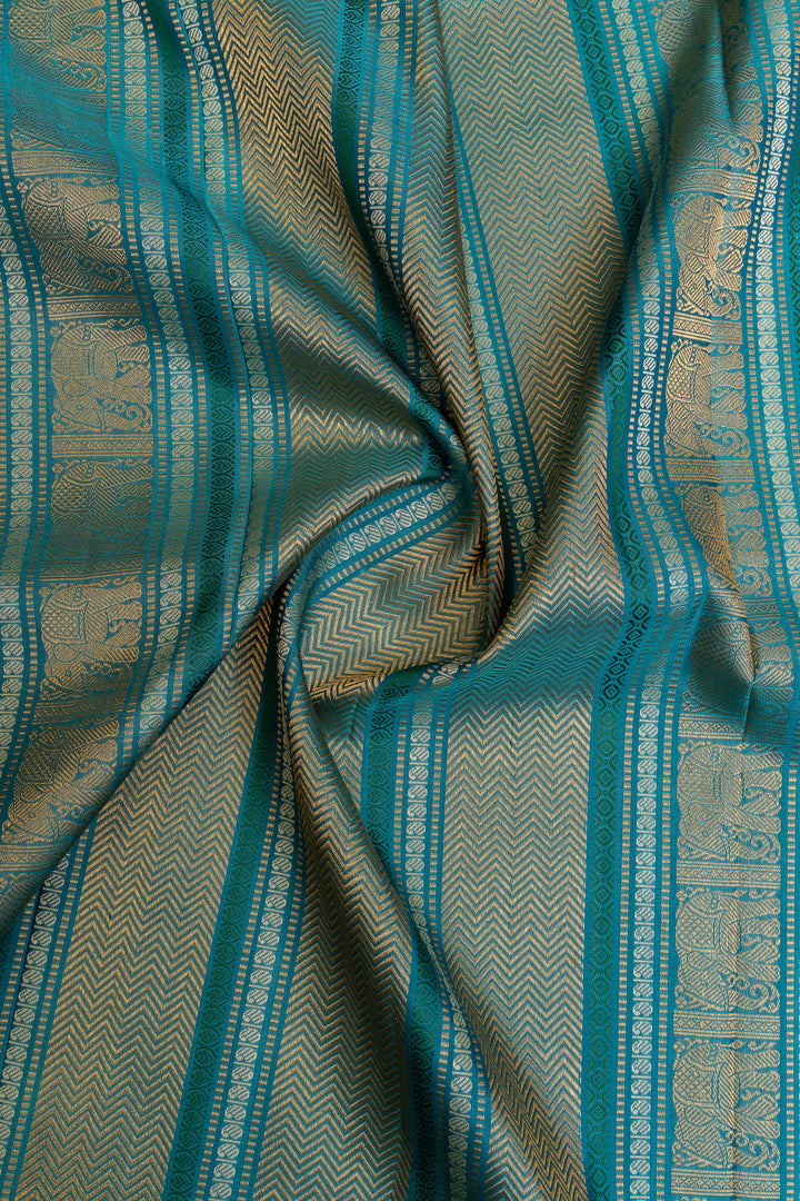 Pastel blue varisaipettu pure Kanchipuram silk saree