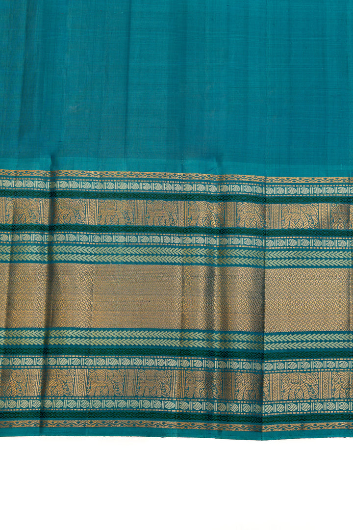 Pastel blue varisaipettu pure Kanchipuram silk saree