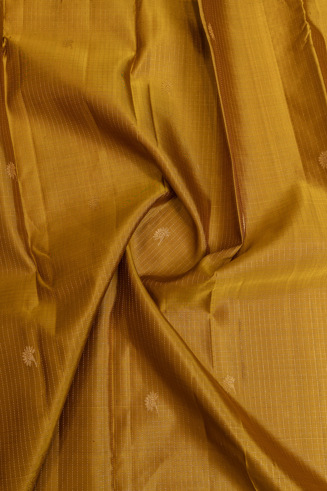 Mustard and blue Zari stripes pure Kanchipuram silk saree