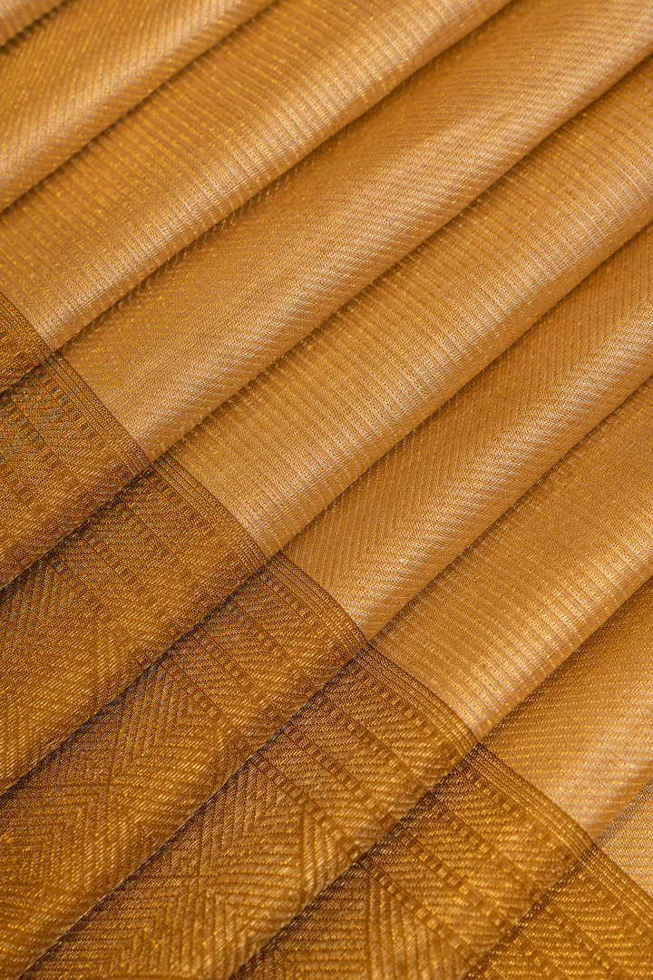 Champagne gold brocade pure Kanchipuram silk saree