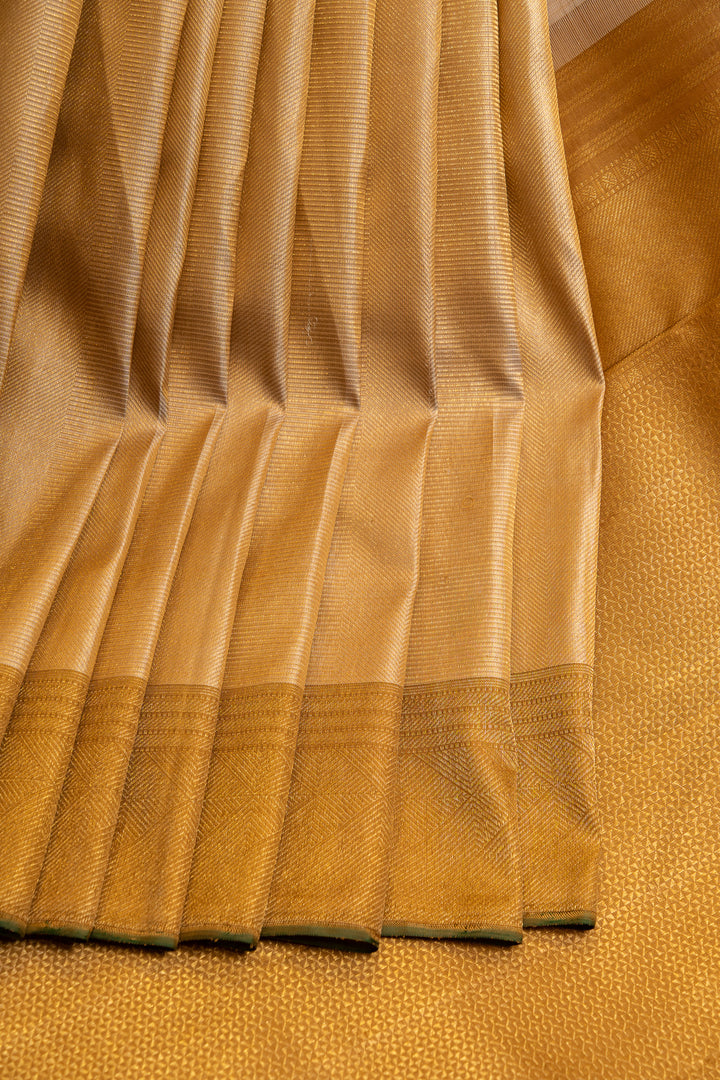 Champagne gold brocade pure Kanchipuram silk saree