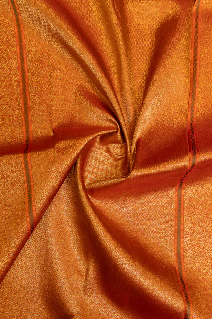 Champagne gold brocade pure Kanchipuram silk saree