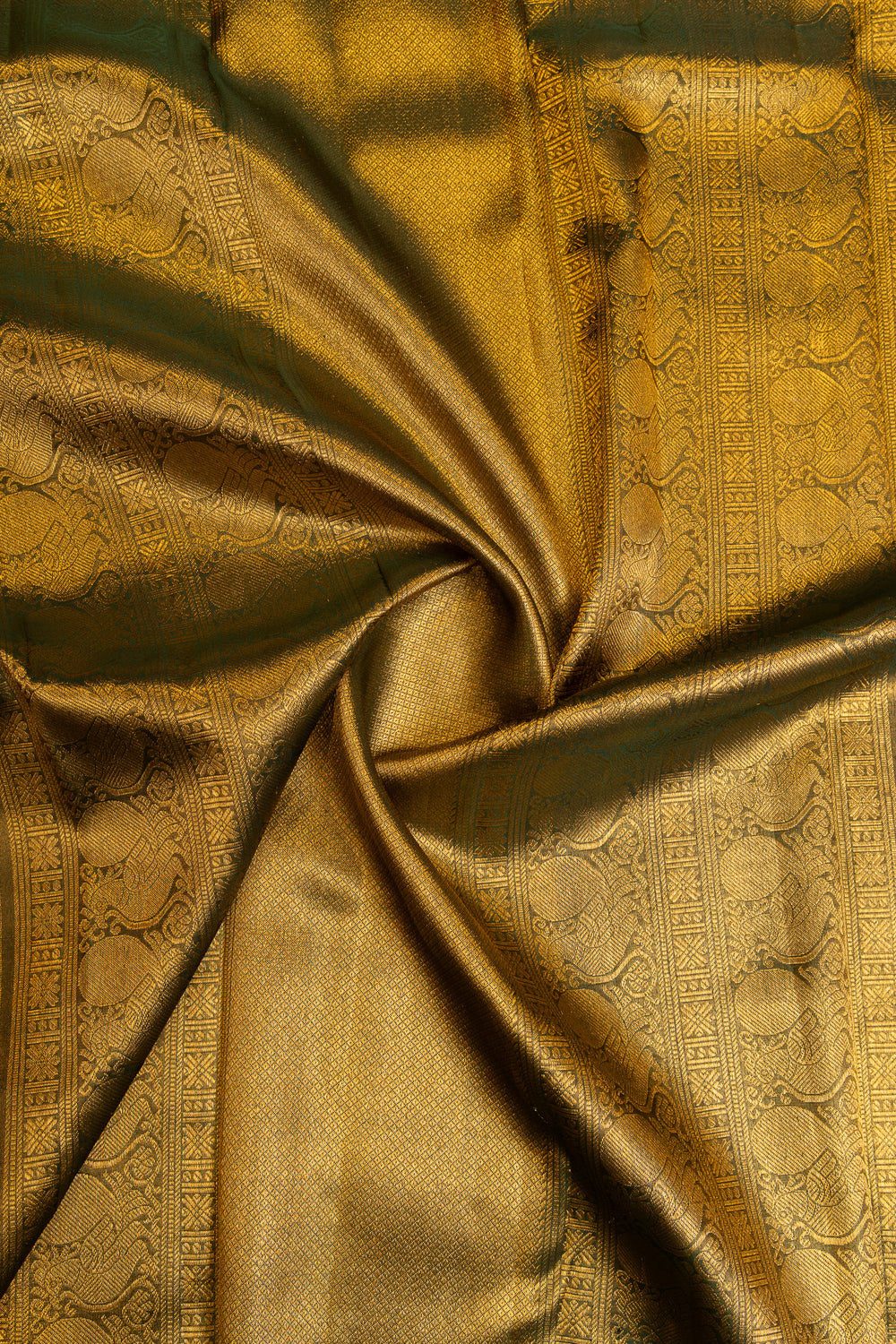 Green vintage tissue pure Kanchipuram silk saree