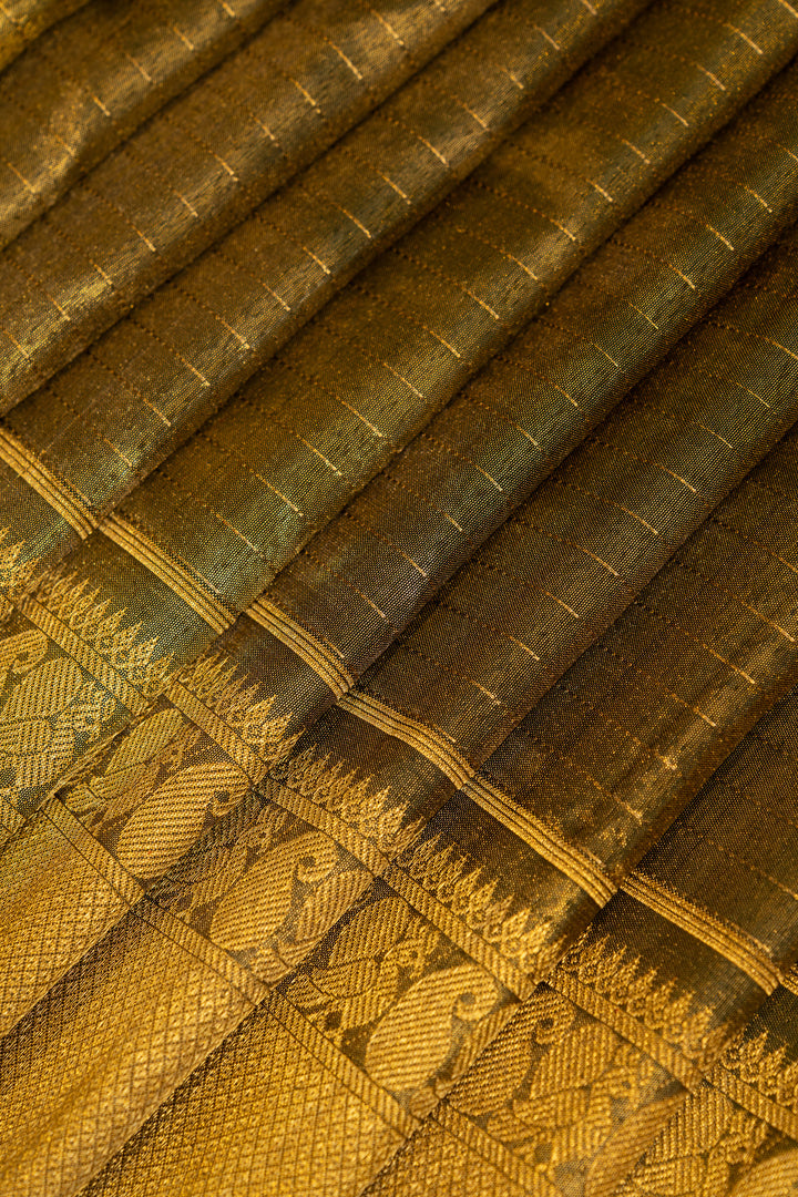 Green vintage tissue pure Kanchipuram silk saree