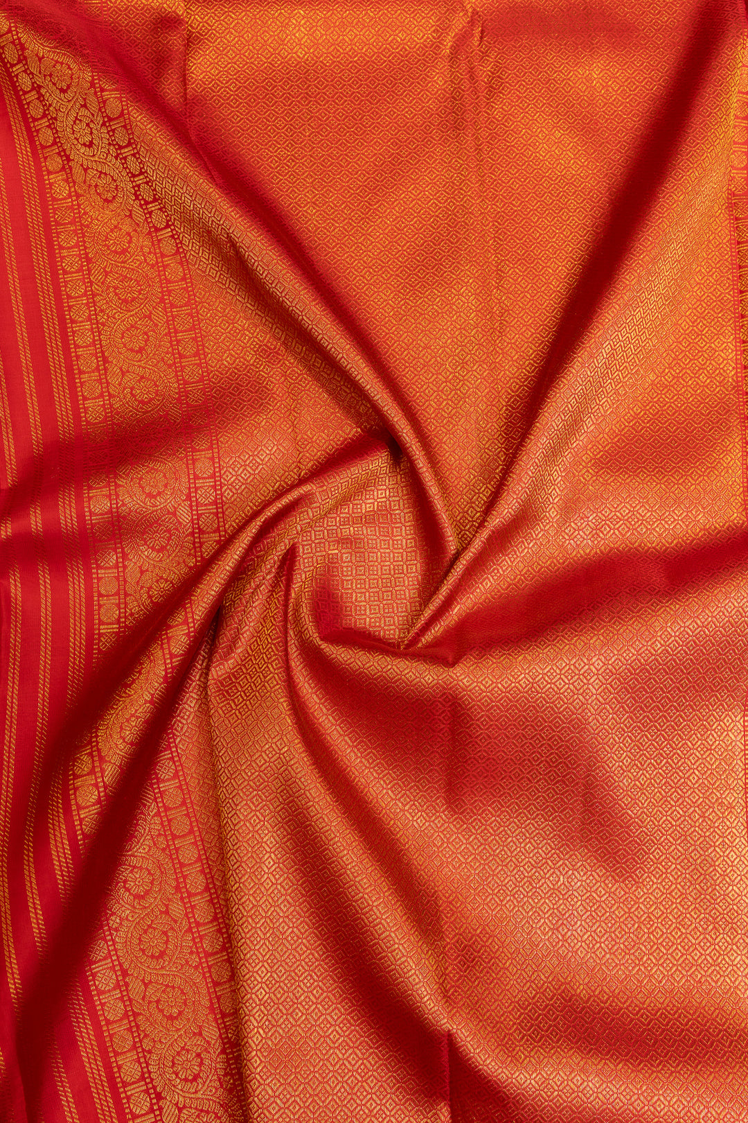 Greyish gold iruthalaipakshi brocade pure Kanchipuram silk saree