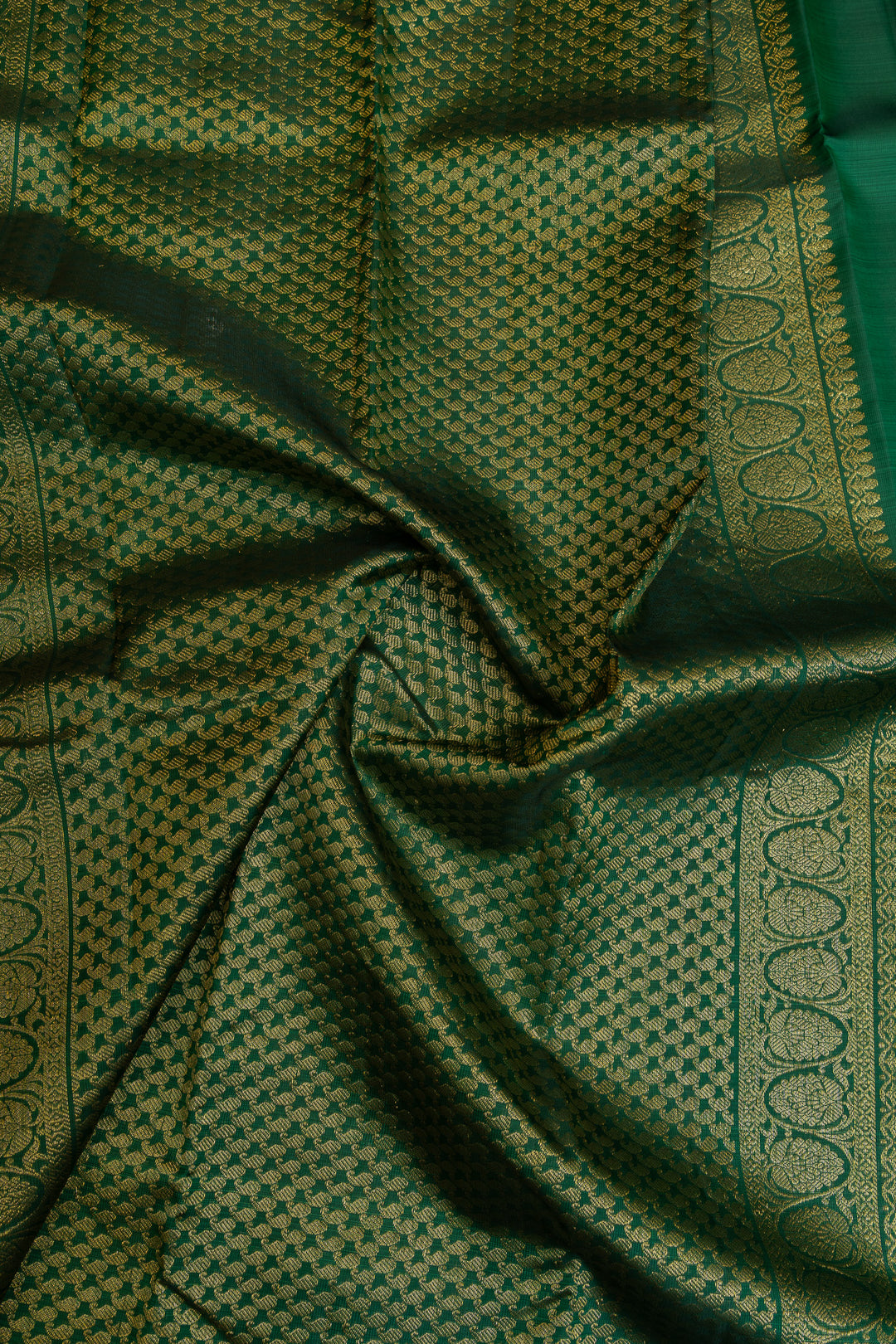 Rani pink paisley borderless pure Kanchipuram silk saree