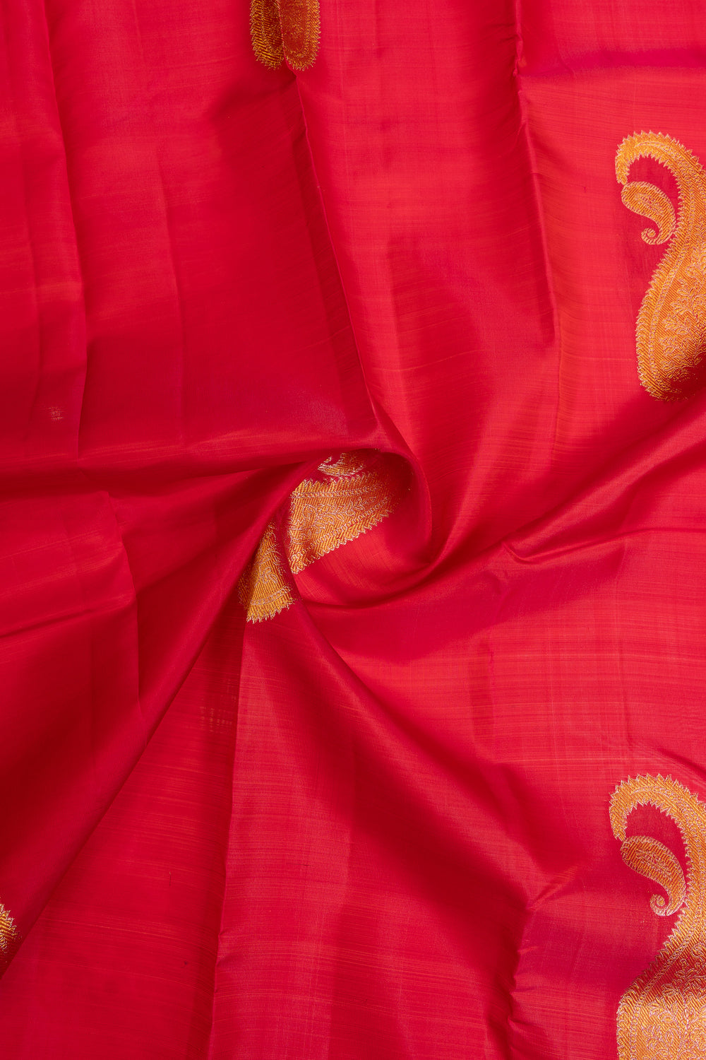 Rani pink paisley borderless pure Kanchipuram silk saree