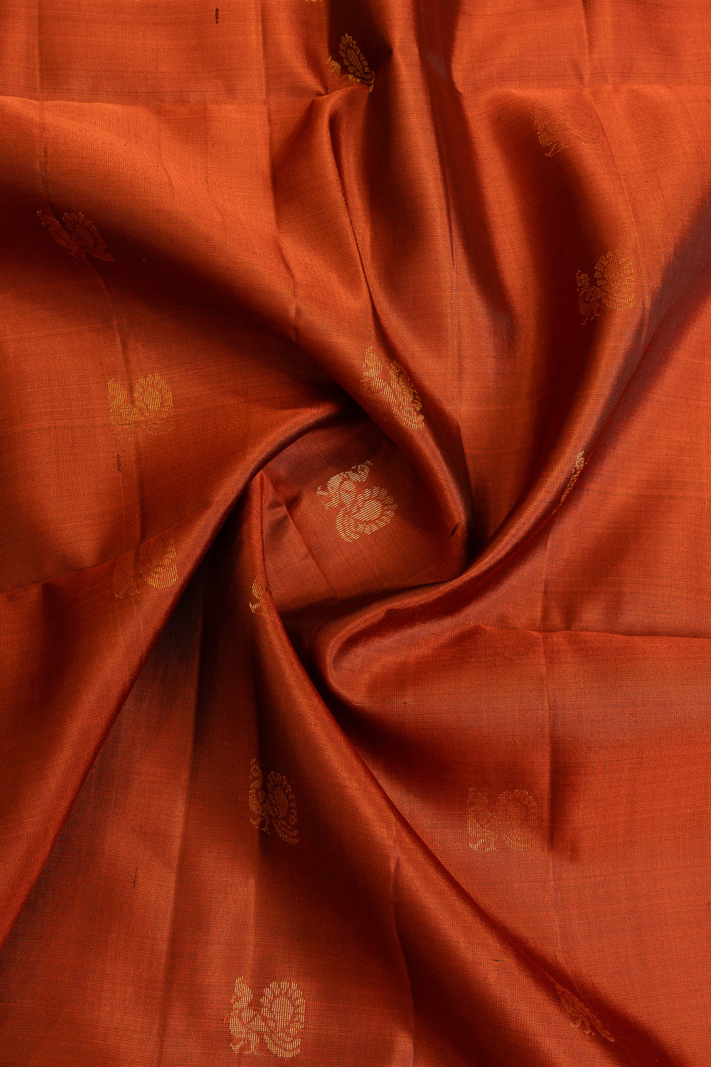 Rust orange and purple pure soft silk saree