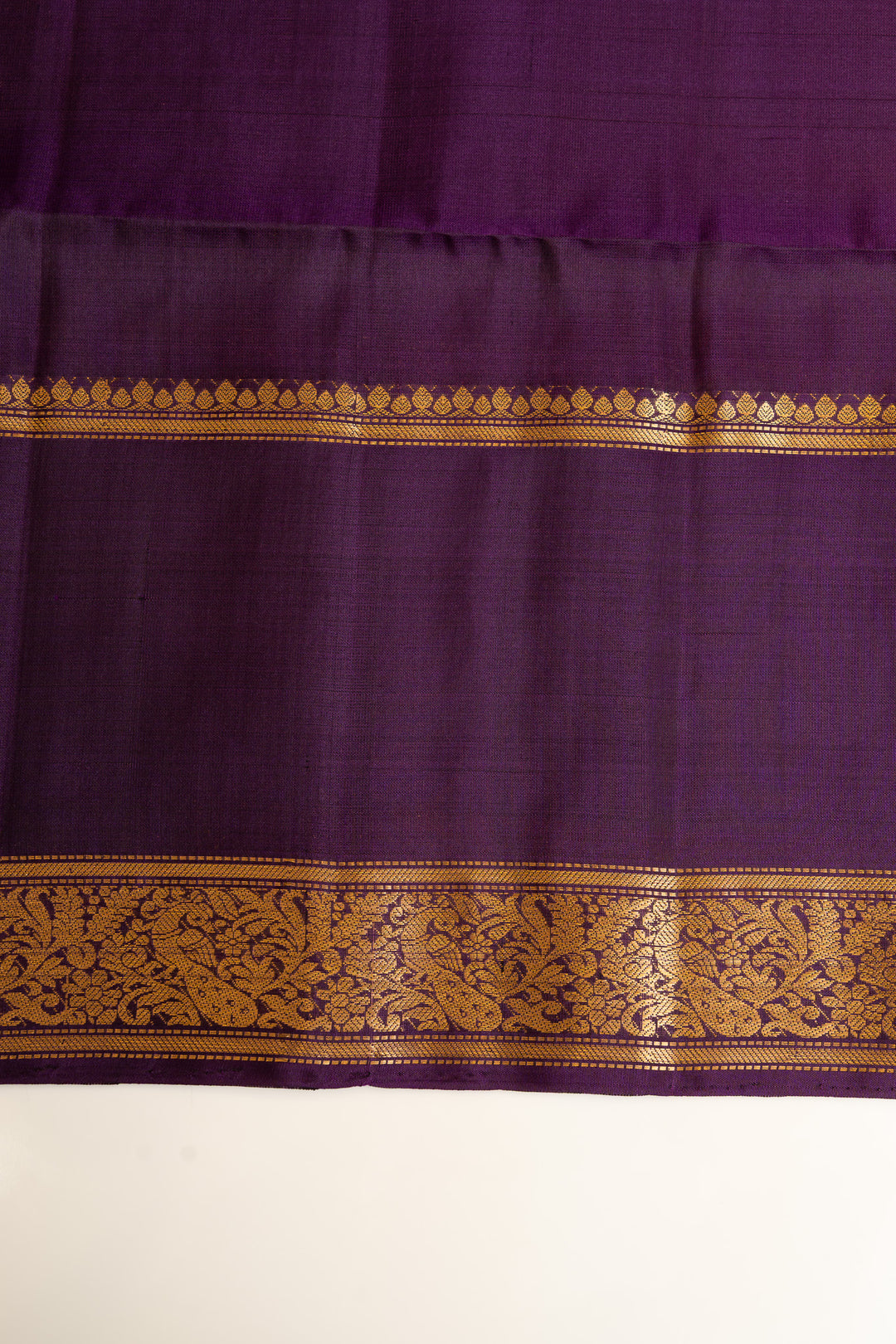 Rust orange and purple pure soft silk saree