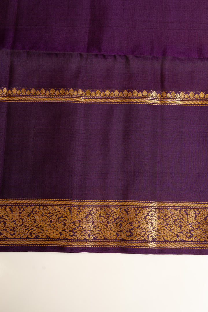 Rust orange and purple pure soft silk saree