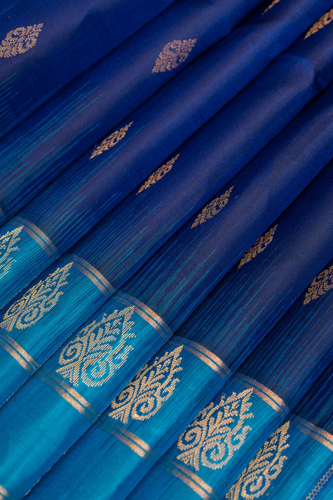 Ink blue and Anandha blue pure soft silk saree