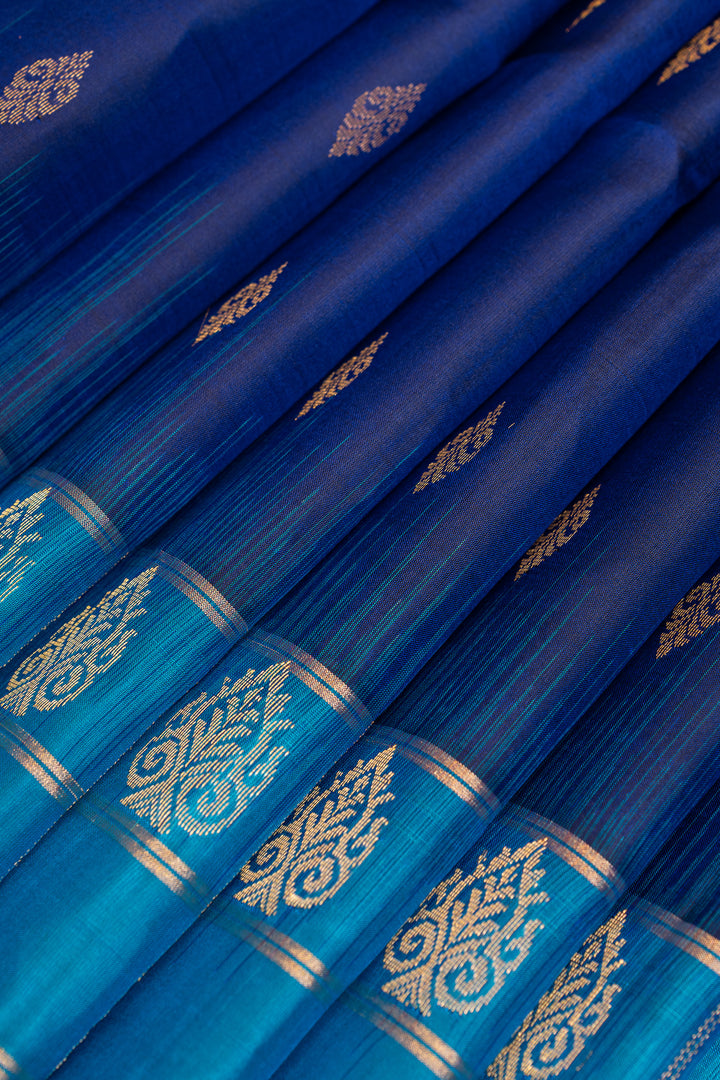 Ink blue and Anandha blue pure soft silk saree