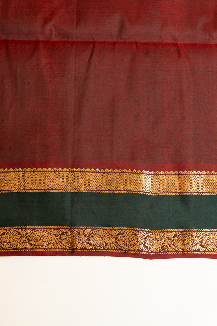 Pine green traditional pure soft silk saree