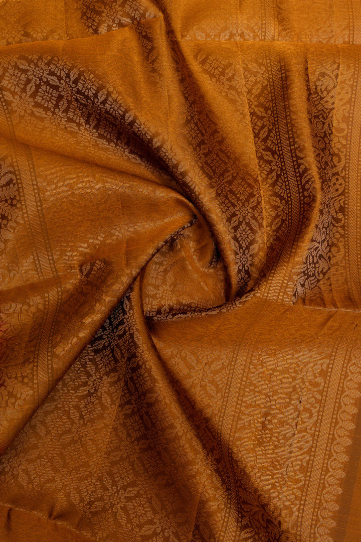 Magenta and mustard pure soft  silk saree