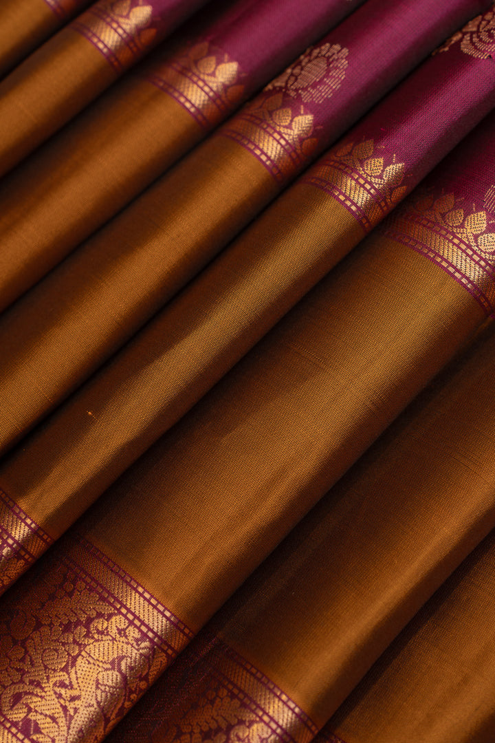 Magenta and mustard pure soft  silk saree