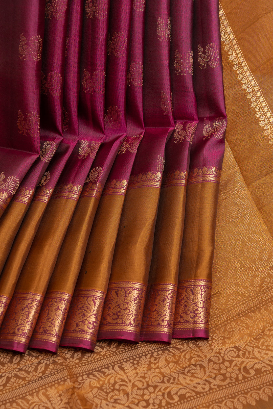 Magenta and mustard pure soft  silk saree