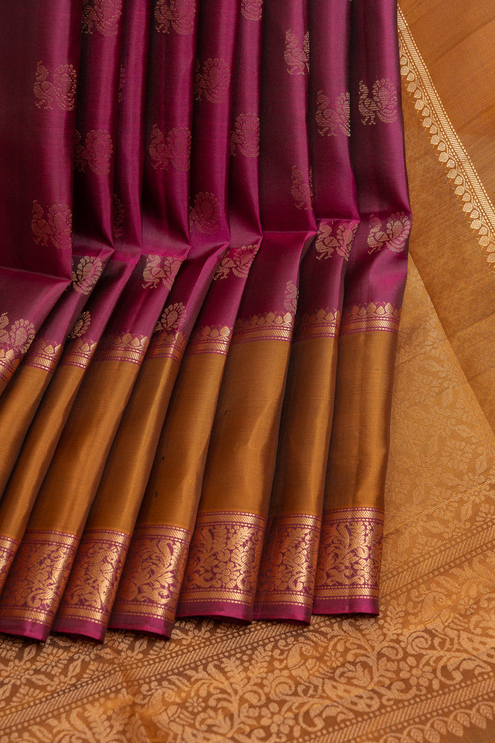 Magenta and mustard pure soft  silk saree